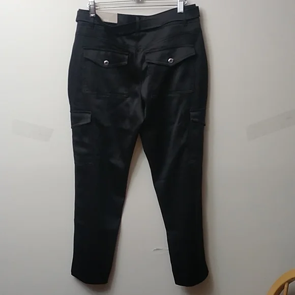 Chico's Satin Cargo Ankle Pants, Black, Size 0P, NWT - Picture 2 of 8